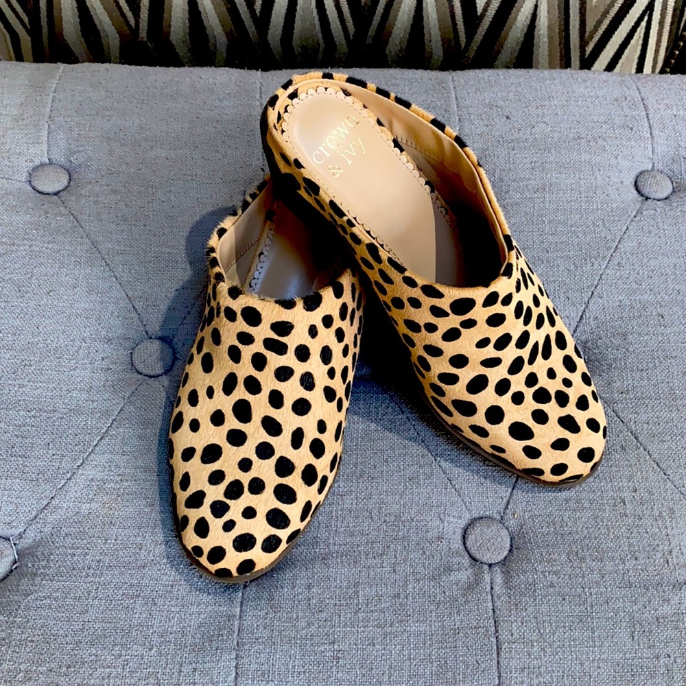 Crown & Ivy Mules Leopard Print Slides - image 1